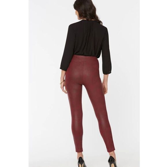 NYDJ Coated Skinny Leggings Pull-On Slimming pants Burgundy XXS/XS $89 NWT - Picture 6 of 8